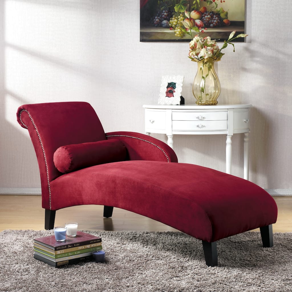 Baxton Studio 'Hestia' Red Microfiber Modern Chaise Lounge
