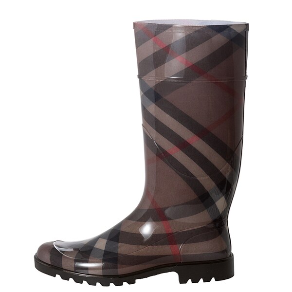 burberry check panel rain boots