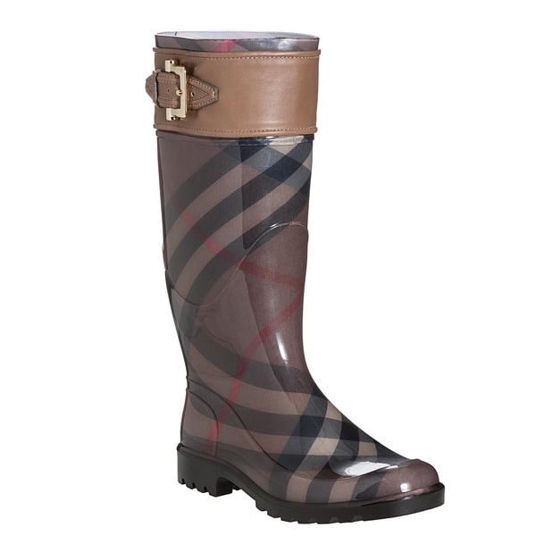 Shop Burberry Women's Sterling Smoked Check Rain Boots - Free Shipping ...