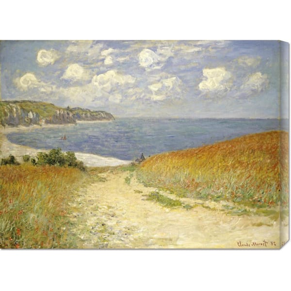 slide 2 of 4, Global Gallery Claude Monet 'Path in The Wheat at Pourville' Stretched Canvas - Multi