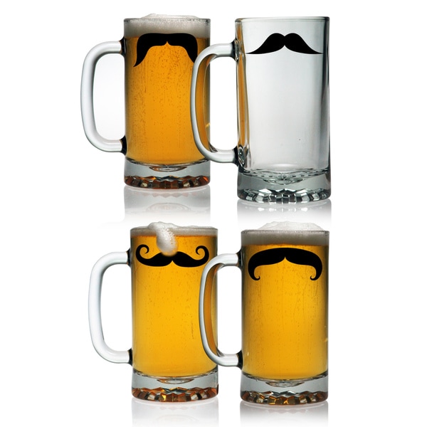 Moustache Pub Beer Mugs, 16 ounce, set of 4 Beer Glasses