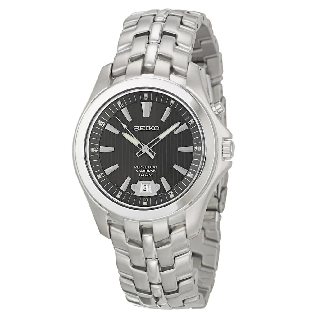 Seiko Men's SNQ101 'Perpetual Calendar' Stainless Steel Watch