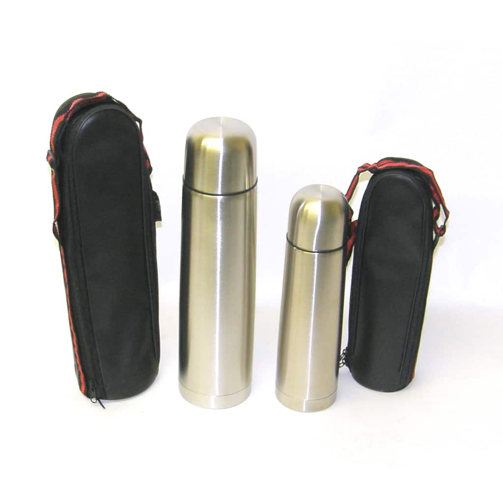 Prime Pacific 1 Liter / .5 Liter Stainless Steel Beverage Thermos Flask with carry case