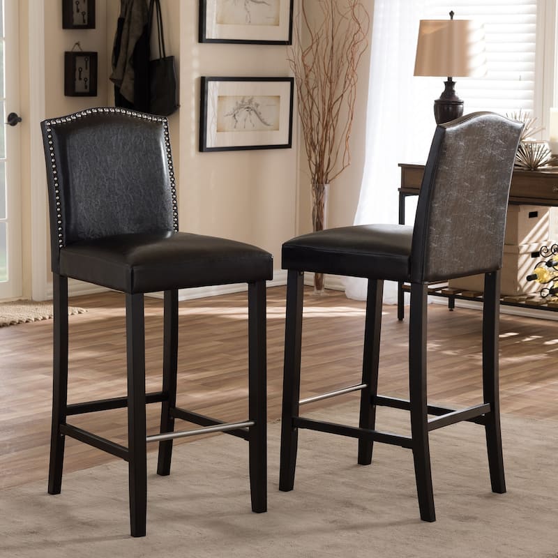 Copper Grove Checleset Traditional Faux Leather 30-inch Bar Stool Set
