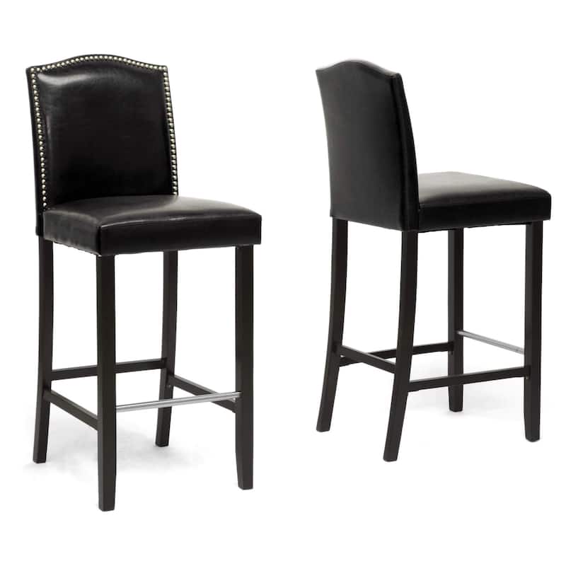 Copper Grove Checleset Traditional Faux Leather 30-inch Bar Stool Set - Black