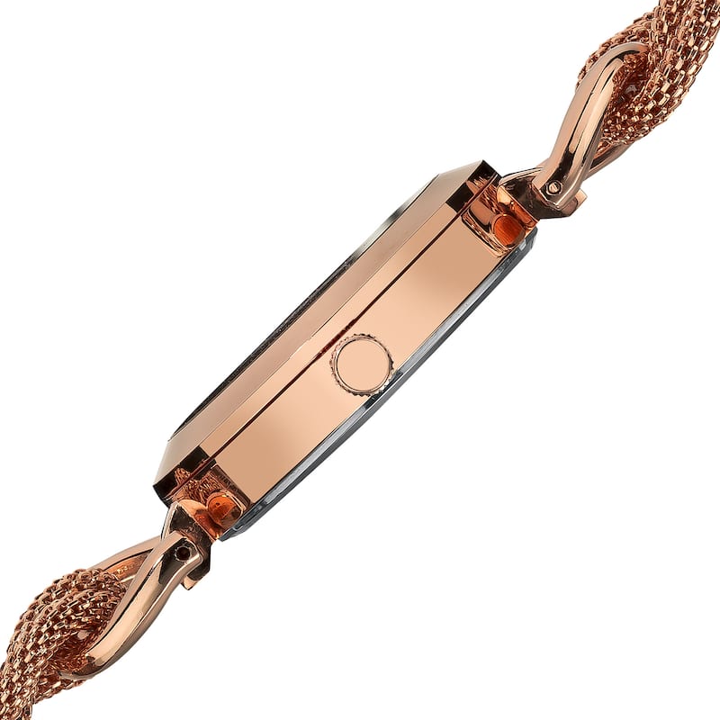 Akribos XXIV Women's Multifunction Mesh Link Rose-Tone Bracelet Watc - Gold