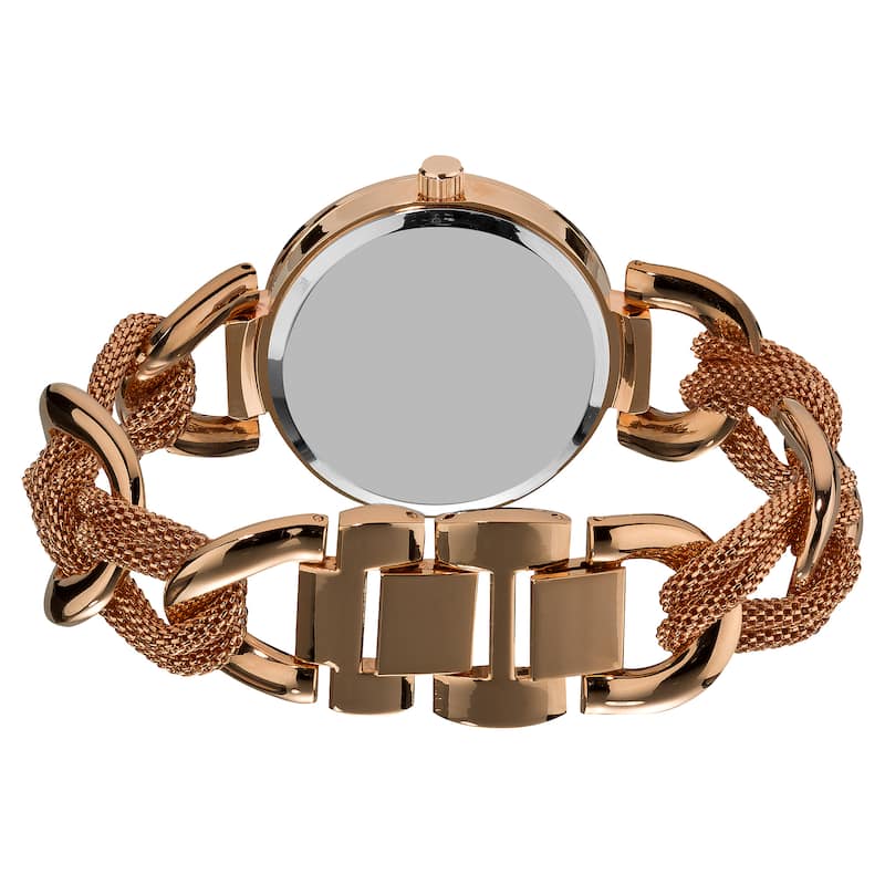 Akribos XXIV Women's Multifunction Mesh Link Rose-Tone Bracelet Watc - Gold