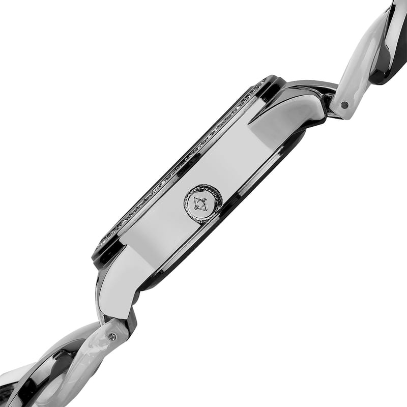 Akribos XXIV Women's Quartz Multifunction Crystal Accented Resin Chain White Watch