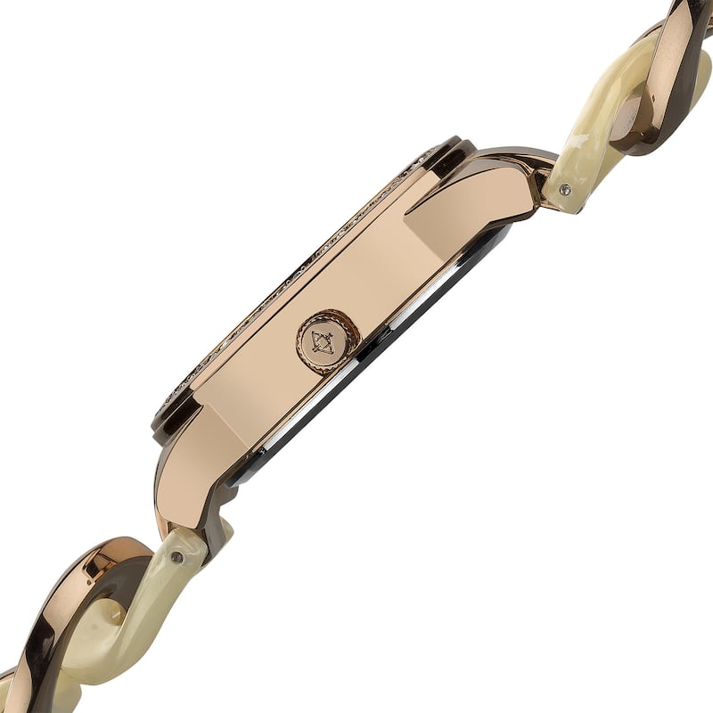 Akribos XXIV Women's Quartz Multifunction Rose-Tone Crystal-Accented Resin Chain Watch