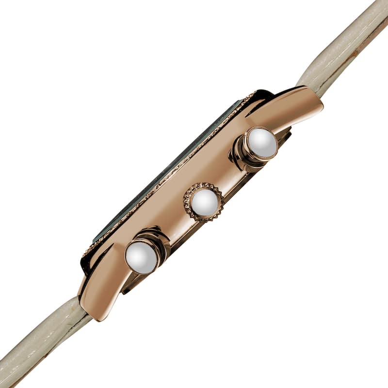 Akribos XXIV Women's Multifunction Dazzling Ivory White Strap Watch