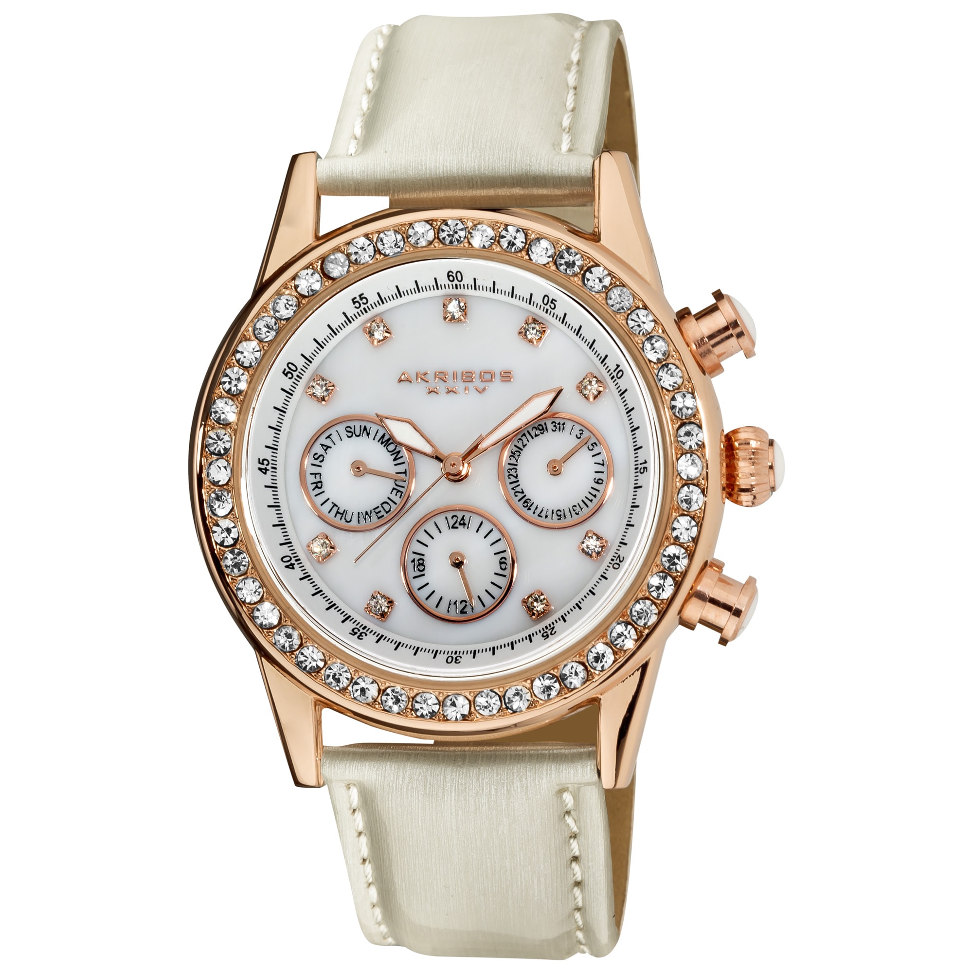 Akribos XXIV Womens Multifunction Dazzling Strap Watch MSRP $395.00