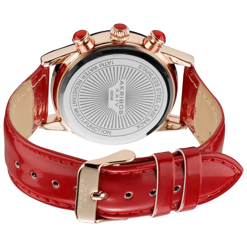 Akribos XXIV Women's Red Multifunction Dazzling Strap Watch