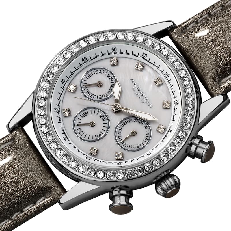 Akribos XXIV Women's Multifunction Dazzling Gray Strap Watch - grey