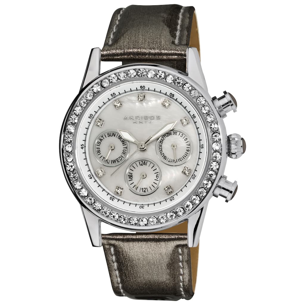 Akribos XXIV Women's Multifunction Dazzling Gray Strap Watch - grey