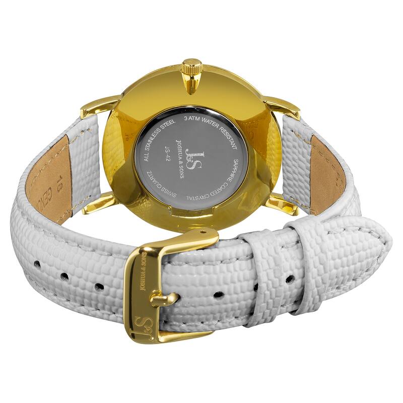 Joshua & Sons Women's Swiss Quartz Stainless Steel White-Gold-Tone Strap Crystal Watch