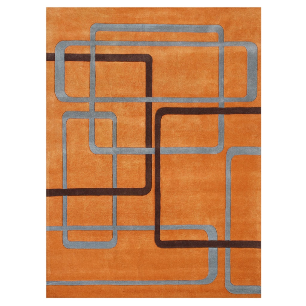 Alliyah Handmade Orange New Zealand Blend Wool Rug - 5' x 8'