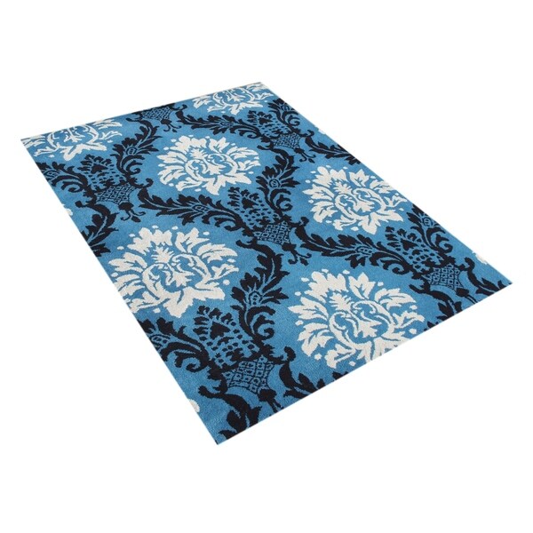 Shop Handtufted French Blue Wool Rug (5' x 8') 5' x 8' On Sale
