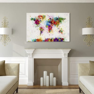 Michael Tompsett 'Paint Splashes World Map' Canvas Art