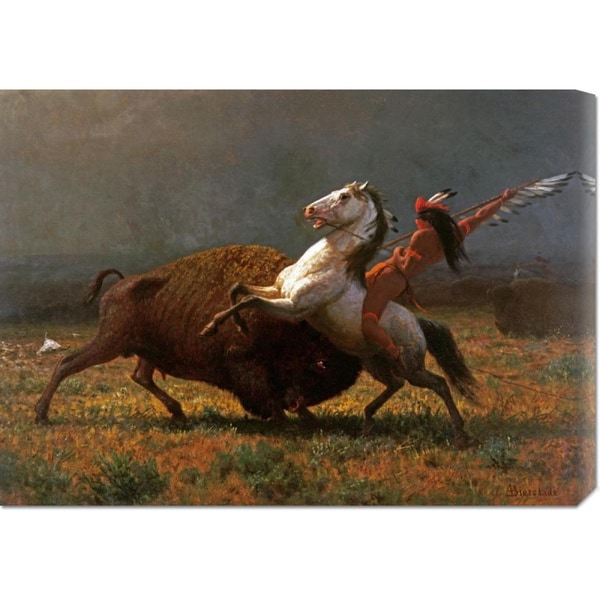 Global Gallery Albert Bierstadt 'The Last of The Buffalo' Stretched Canvas Art - Multi