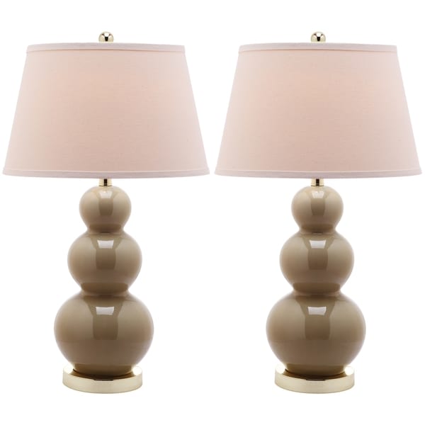 Safavieh Lighting 27-inch Amy Triple Gourd Taupe Table Lamps (Set of 2)
