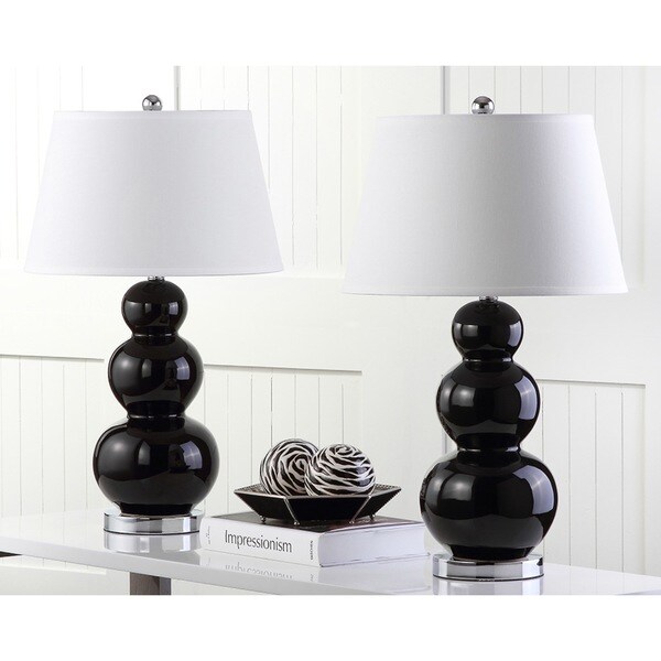 Safavieh Lighting 27-inch Amy Triple Gourd Black Table ...