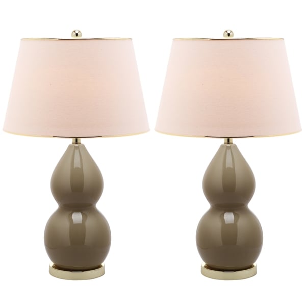 Zoey Double Gourd 1 light Taupe Table Lamps (Set of 2) Safavieh Lamp Sets