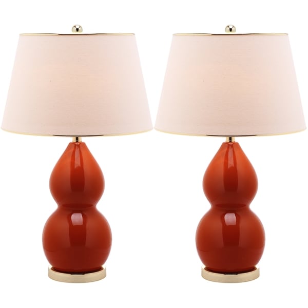 Zoey Double Gourd 1 light Orange Table Lamps (Set of 2) Safavieh Lamp Sets