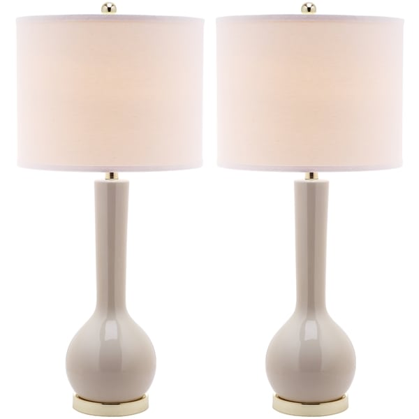Safavieh Lighting 31-inch Mae Long Neck Ceramic Pearl White Table Lamp - 14"x14"x30.5"