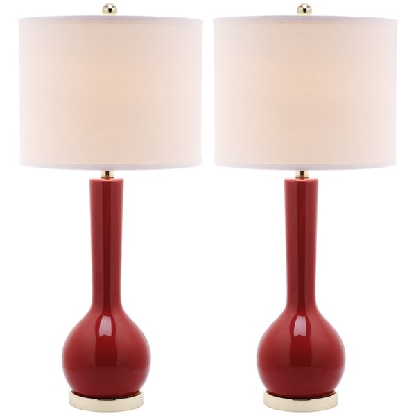 Safavieh Lighting 30.5-inch Mae Long Neck Ceramic Red Table Lamps (Set of 2)