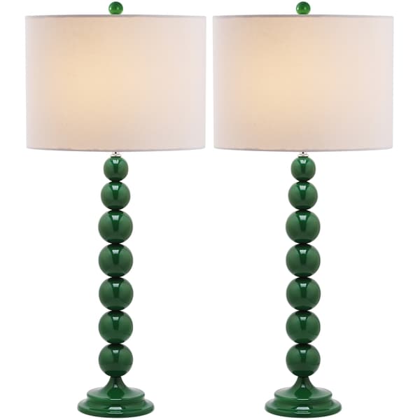 Safavieh Lighting 31-inch Jenna Stacked Ball Dark Green Table Lamps (Set of 2)
