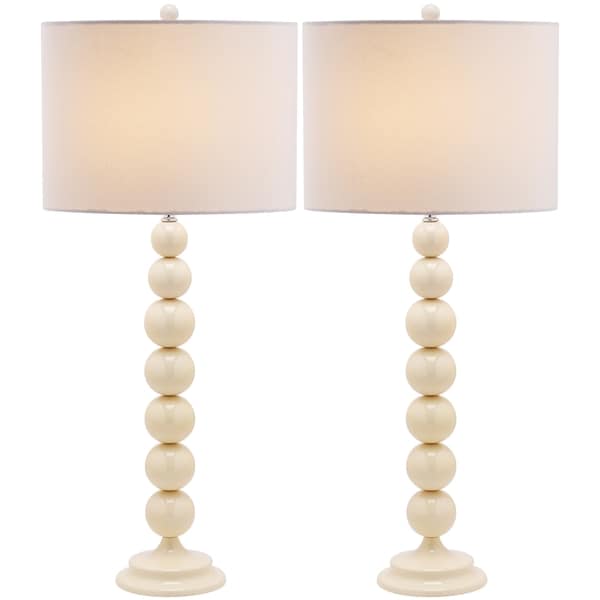 Safavieh Jenna Stacked Ball 1 light Pearl White Table Lamps (Set of 2)