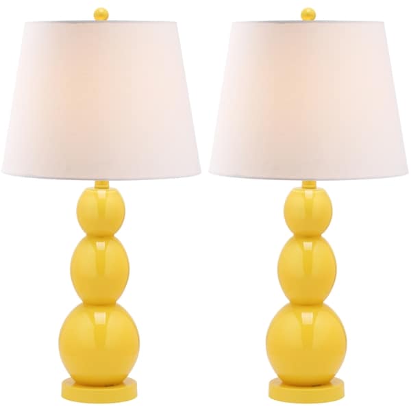 Safavieh Lighting 27.5-inch Jayne Three Sphere Glass Yellow Table Lamps (Set of 2)