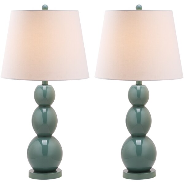 Safavieh Lighting 27.5-inch Jayne Three Sphere Glass Marine Blue Table Lamps