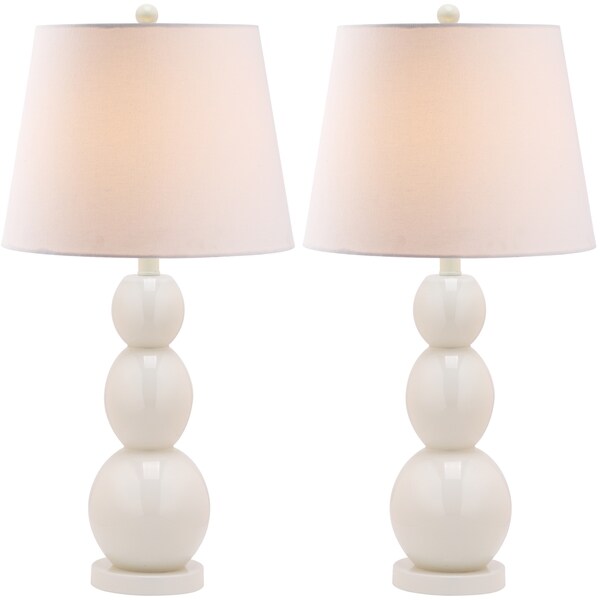 Safavieh Lighting 27.5-inch Jayne Three Sphere Glass White Table Lamps (Set of 2)