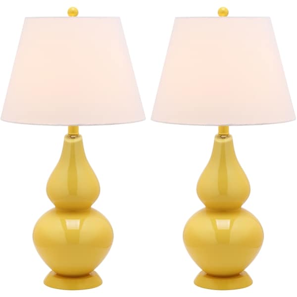 Safavieh Cybil Double Gourd 1 light Yellow Table Lamps (Set of 2)