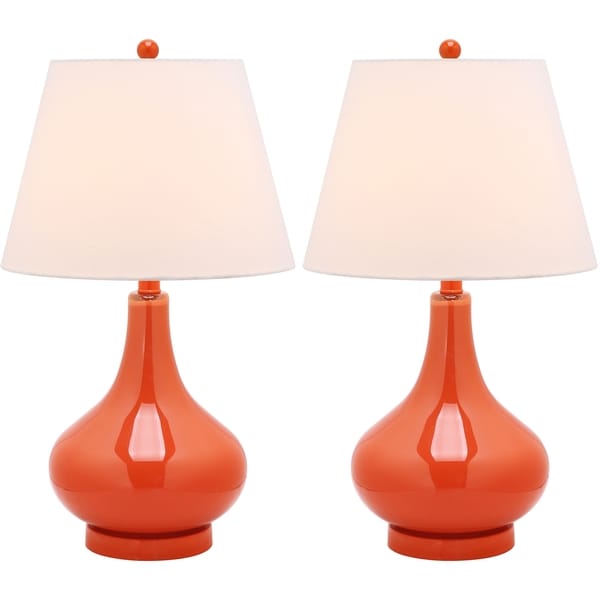 Safavieh Lighting 24-inch Amy Gourd Glass Orange Table Lamps (Set of 2)