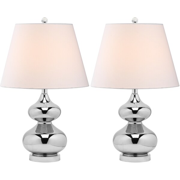 Safavieh Lighting 24-inch Eva Double Gourd Glass Silver Table Lamps (Set of 2)