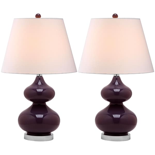Eva Double Gourd Glass Dark Purple 1 light Table Lamps (Set of 2) Safavieh Lamp Sets