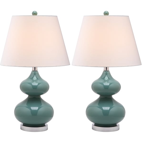 Safavieh Lighting 24-inch Eva Double Gourd Glass Marine Blue Table Lamps