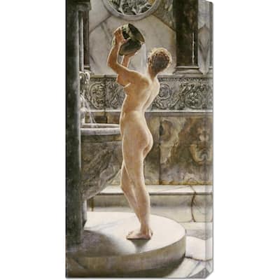 Global Gallery John Reinhard Weguelin 'The Bath' Stretched Canvas Art - Grey/Beige