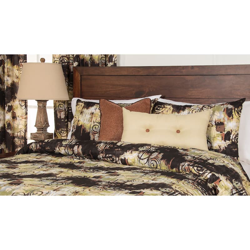 Graffiti 6-piece Duvet Cover Set with Insert - Brown/Cream - California King