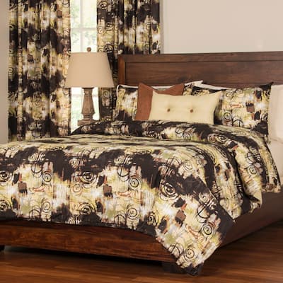 Graffiti 6-piece Duvet Cover Set with Insert - Brown/Cream