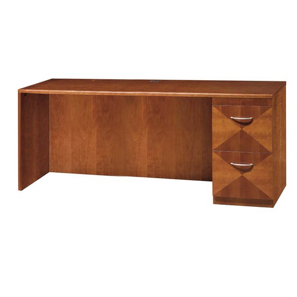 Mayline Veneer Credenza with 2 Drawer Diamond Pattern File Pedestal