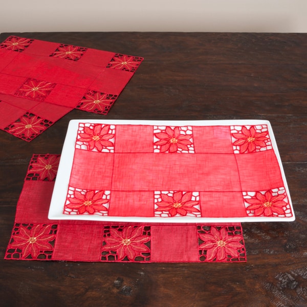 Shop Floral Embroidered Cutwork Placemats (Set of 12) On Sale Free Shipping Today