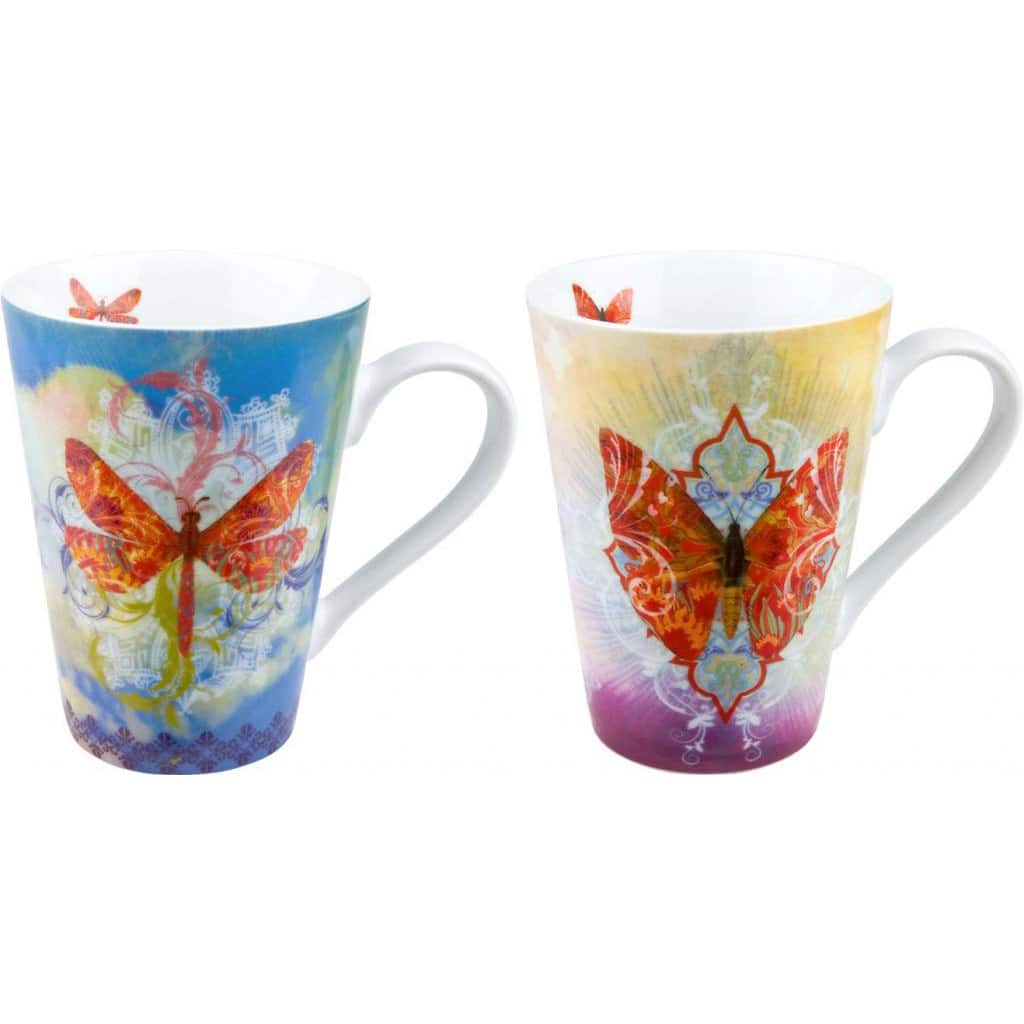Konitz 'Walter' Butterfly/ Dragonfly Porcelain Mugs (Set of 4)