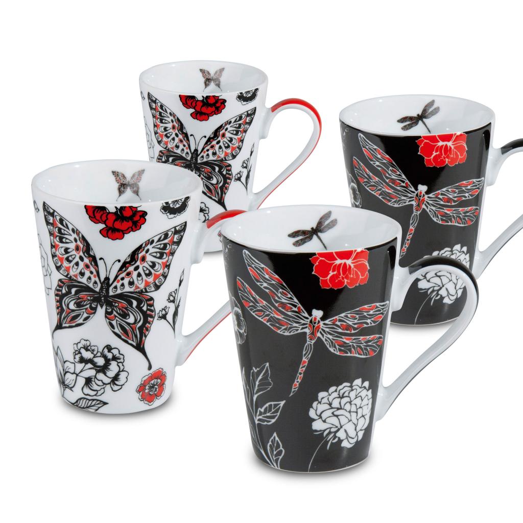 Shop Konitz Dragonfly Butterfly Porcelain Mugs Set Of 4 Overstock 7571806