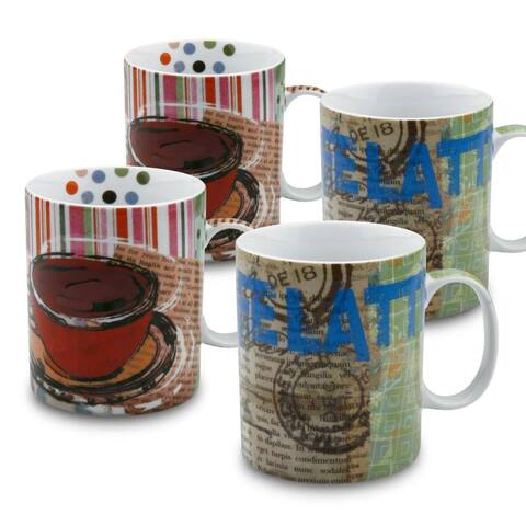 Konitz 'Fresh Brew Latte/ Coffee' Porcelain Mugs (Set of 4)