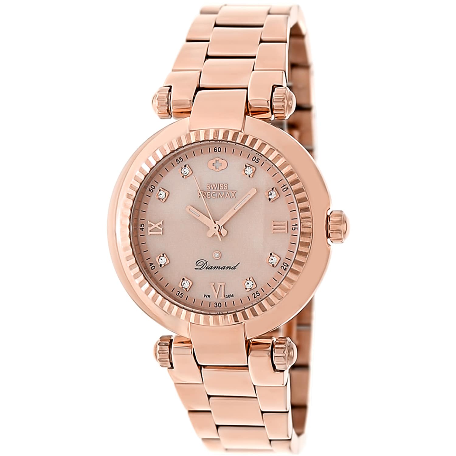 Swiss Precimax Womens Rose gold Steel Avant Diamond Watch