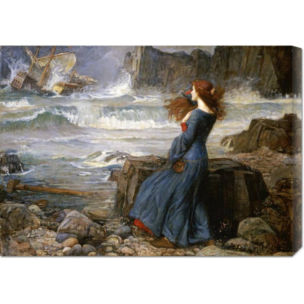Global Gallery John William Waterhouse 'Miranda - The Tempest' Stretched Canvas Art - Multi