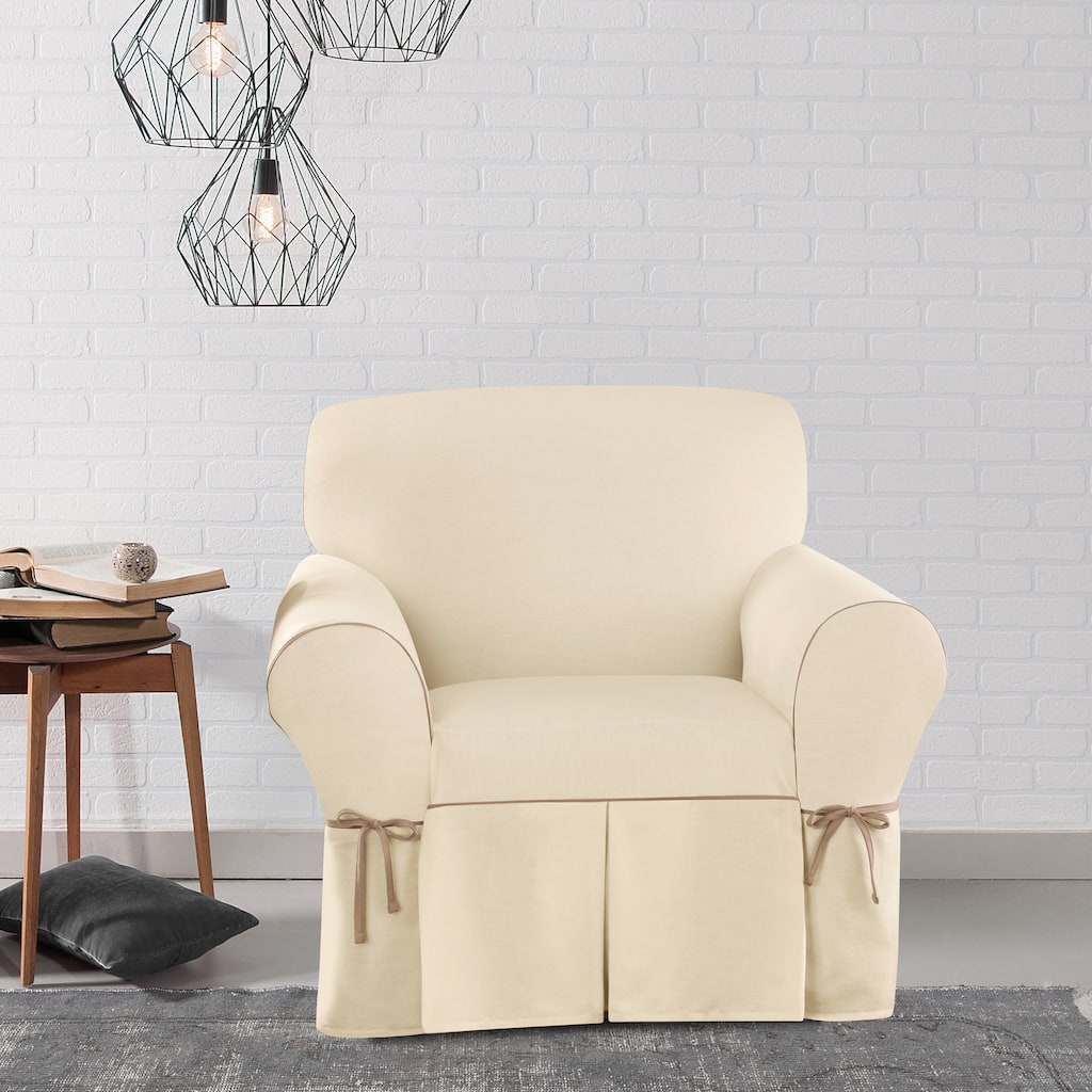 Sure Fit Contrast Cord Duck Natural Chair Slipcover